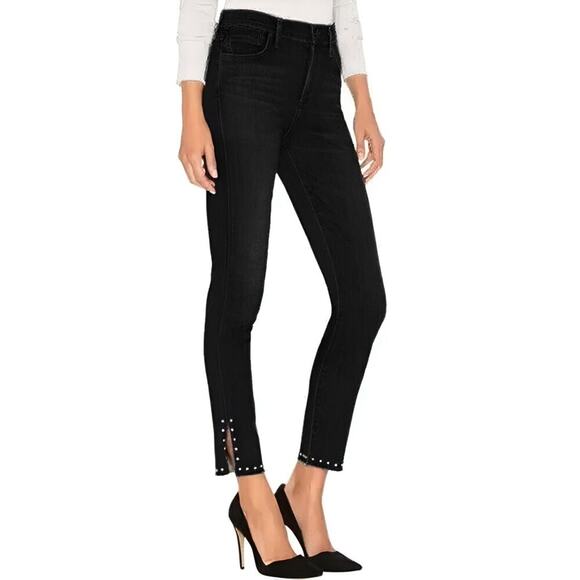 Citizens of Humanity Rocket Studded Ankle Split Hem Jeans Black 26W - Picture 1 of 16